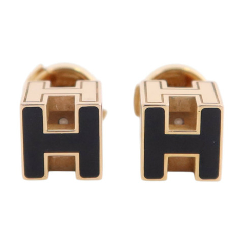 HERMES 金屬/琺瑯H Cube Earrings金扣耳環