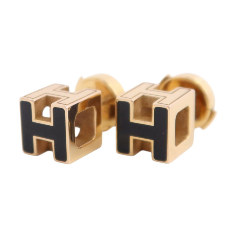 HERMES 金屬/琺瑯H Cube Earrings金扣耳環-1
