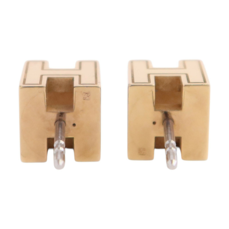 HERMES 金屬/琺瑯H Cube Earrings金扣耳環-4