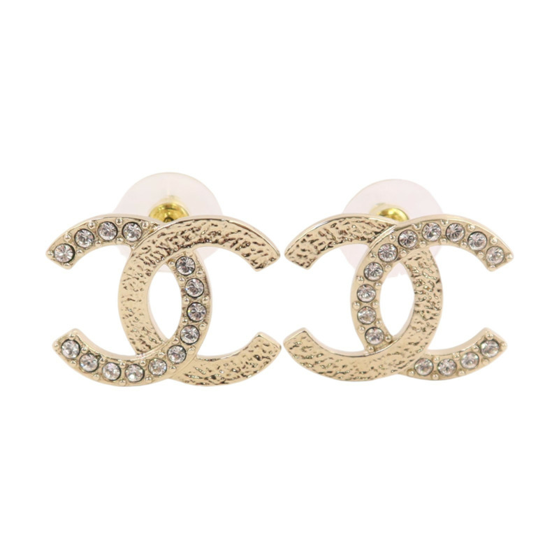CHANEL 金屬/水鑽CC Earrings金扣耳環-0