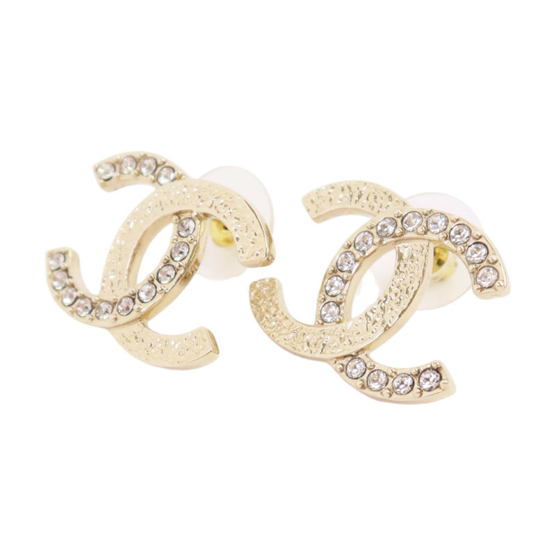 CHANEL 金屬/水鑽CC Earrings金扣耳環-1