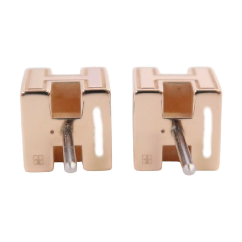 HERMES 金屬/琺瑯H Cube Earrings金扣耳環-3