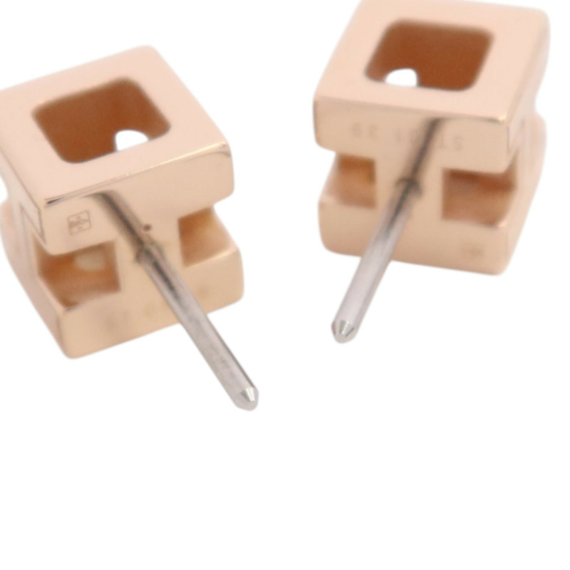 HERMES 金屬/琺瑯H Cube Earrings金扣耳環-4