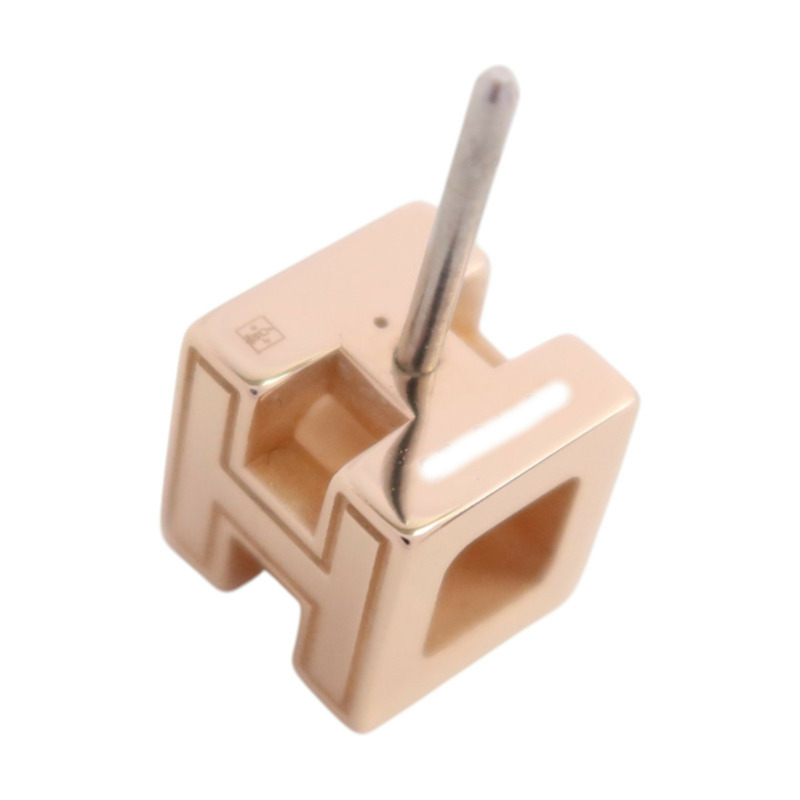 HERMES 金屬/琺瑯H Cube Earrings金扣耳環-7