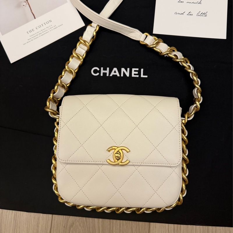 Chanel 牛皮復古仿舊粗鍊包/全新/-0