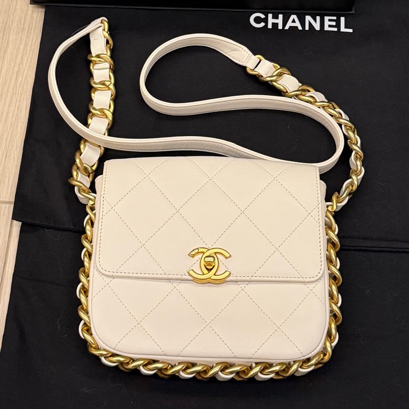 Chanel 牛皮復古仿舊粗鍊包/全新/-6