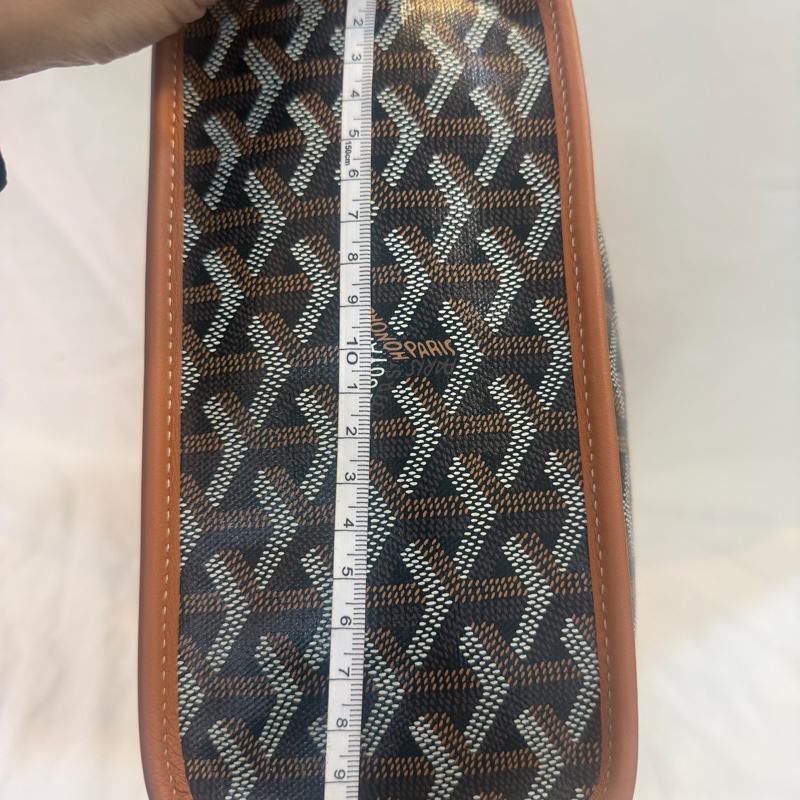 GOYARD Anjou 雙面購物袋Mini20金棕帆布銀扣肩背菜籃托特-6