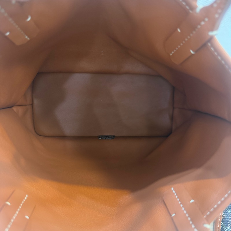 GOYARD Anjou 雙面購物袋Mini20金棕帆布銀扣肩背菜籃托特-20