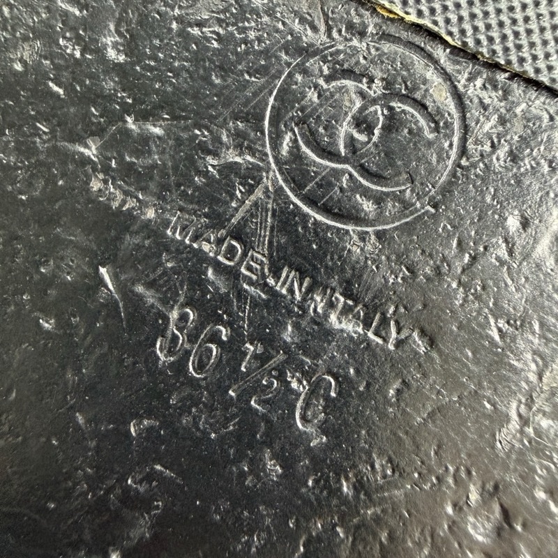 98新Chanel香奈兒黑色全皮so black魔術貼涼鞋菱格紋 36.5碼-14