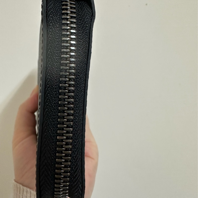 LV 黑色 原花 PVC塗層帆布 直立式 拉鍊長夾 M62295-20