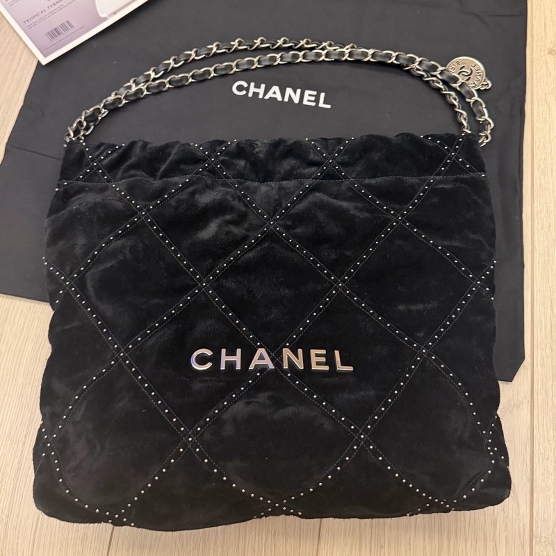 Chanel 25s新款麂皮铆釘絕美麂皮22包/小號/-6