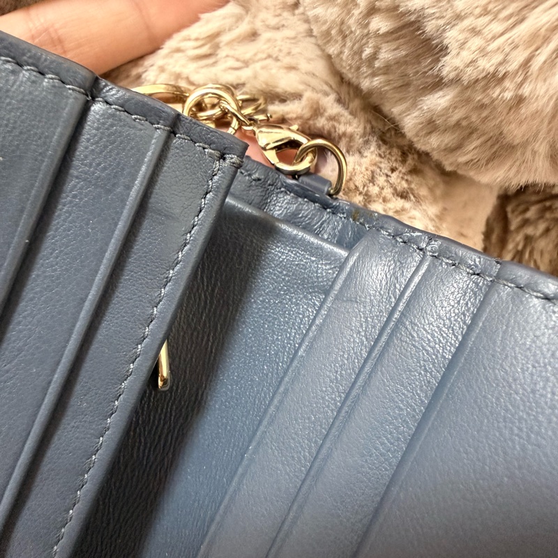 二手Lady dior 漆皮皮夾 霧霾藍-10