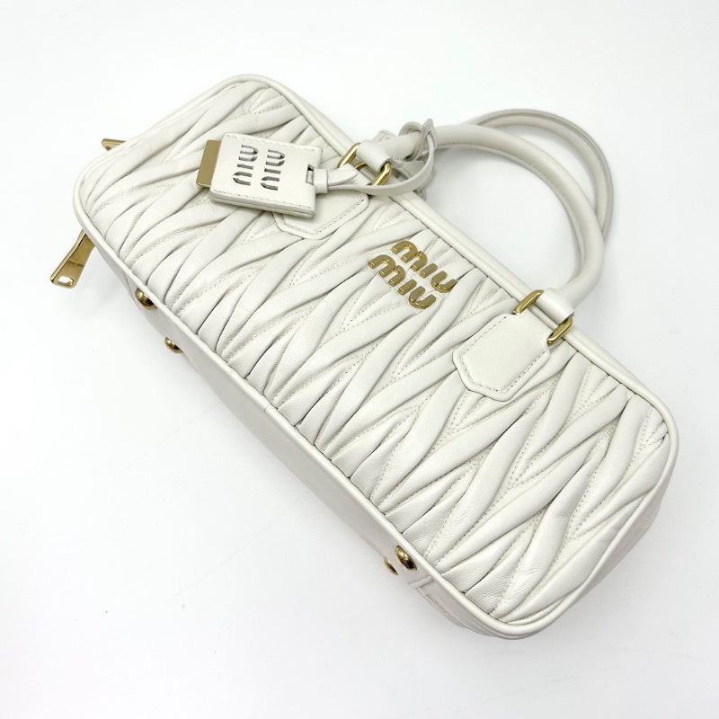 MIUMIU Arcadie白色手提肩背斜背包28*12*10 98新配件塵袋-3