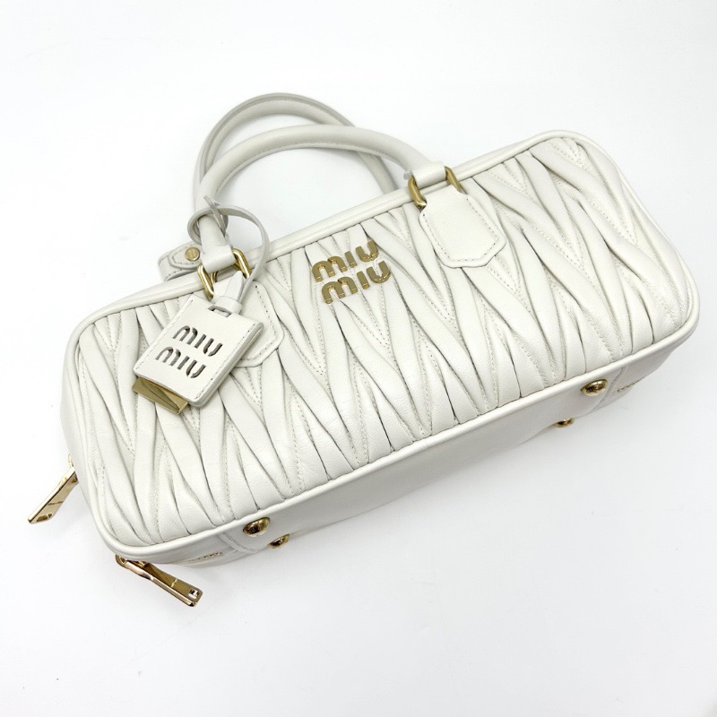MIUMIU Arcadie白色手提肩背斜背包28*12*10 98新配件塵袋-5