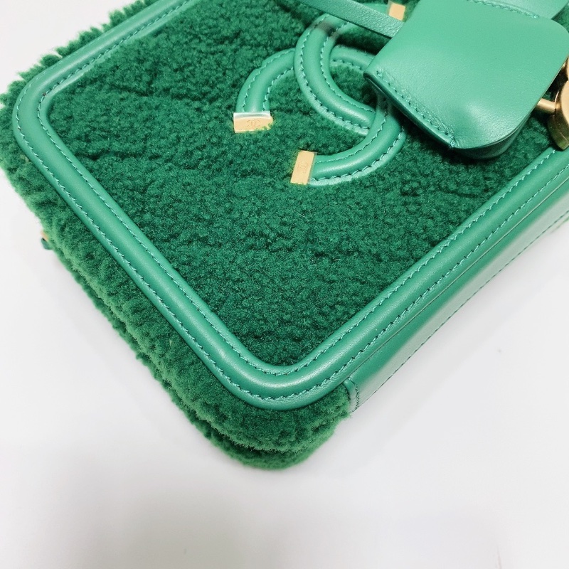Chanel毛呢綠色金扣相機包 手提肩背斜背鏈條包20×15×9cm 98新配件塵袋-5