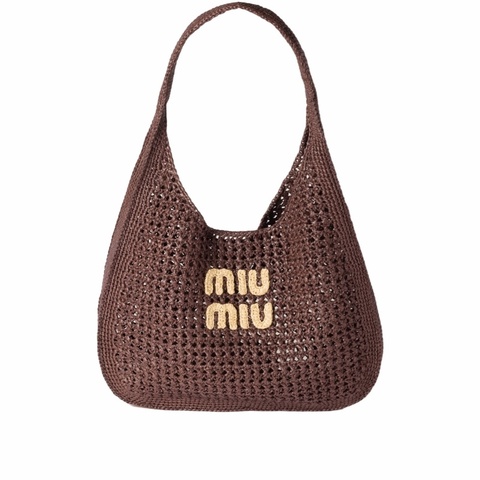 Miu Miu 女士 拉菲草效果編織流浪包均碼碼常規、44cm*8cm*31.5cm