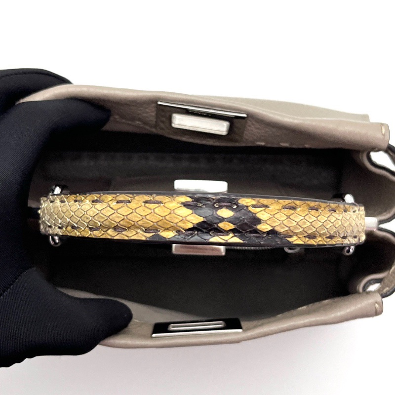 FENDI 蛇皮手柄 Peekaboo小號手提斜背包23*16*13 98新配件塵袋-2