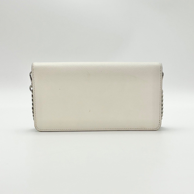PRADA 白色十字紋woc肩背鏈條包18.5*10*2.5 98新配件塵袋-6