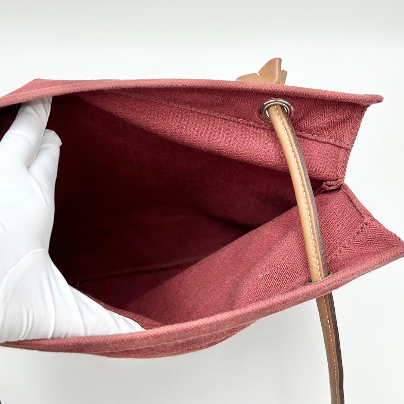 HERMES 紅色aline帆布包30*34 98新配件塵袋購證-2