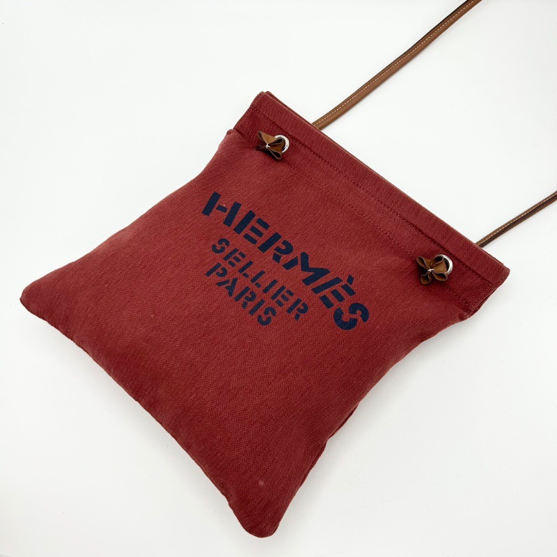 HERMES 紅色aline帆布包30*34 98新配件塵袋購證-5