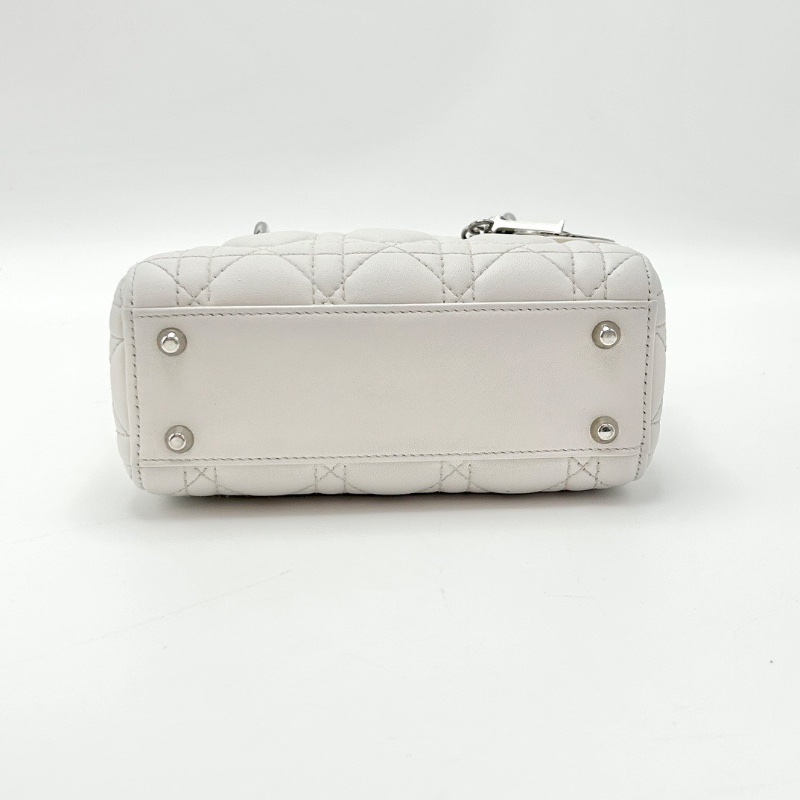 DIOR 白銀三格黛妃手提肩背斜背包17*15*7 98新配件塵袋保卡-4