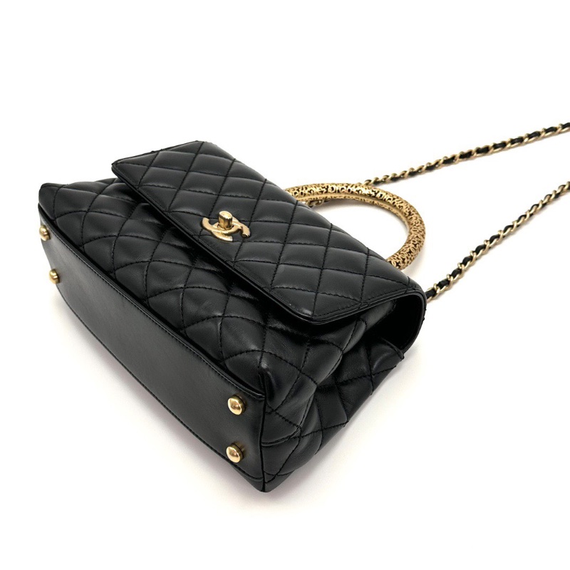 CHANEL黑金cocohandle小號雕花手柄手提肩背斜背包23*14*9 全新閒置配件塵袋-3