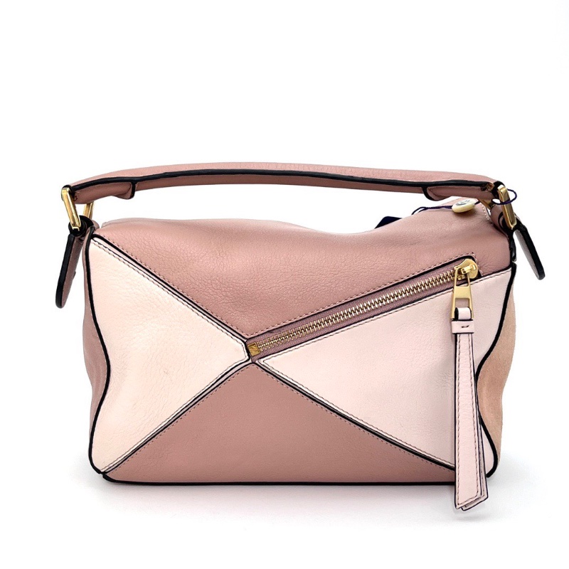 LOEWE 麂皮拼皮小號拼圖包 24.5*16*10 98新配件塵袋購證-6