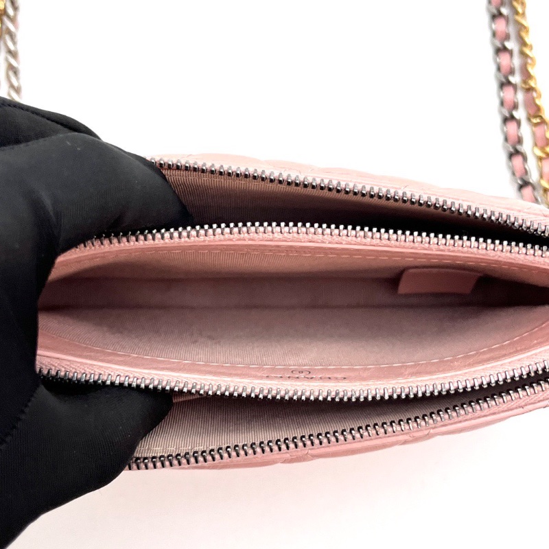 CHANEL 粉金流浪mini肩背斜背包18*11*5 98新配件塵袋-2