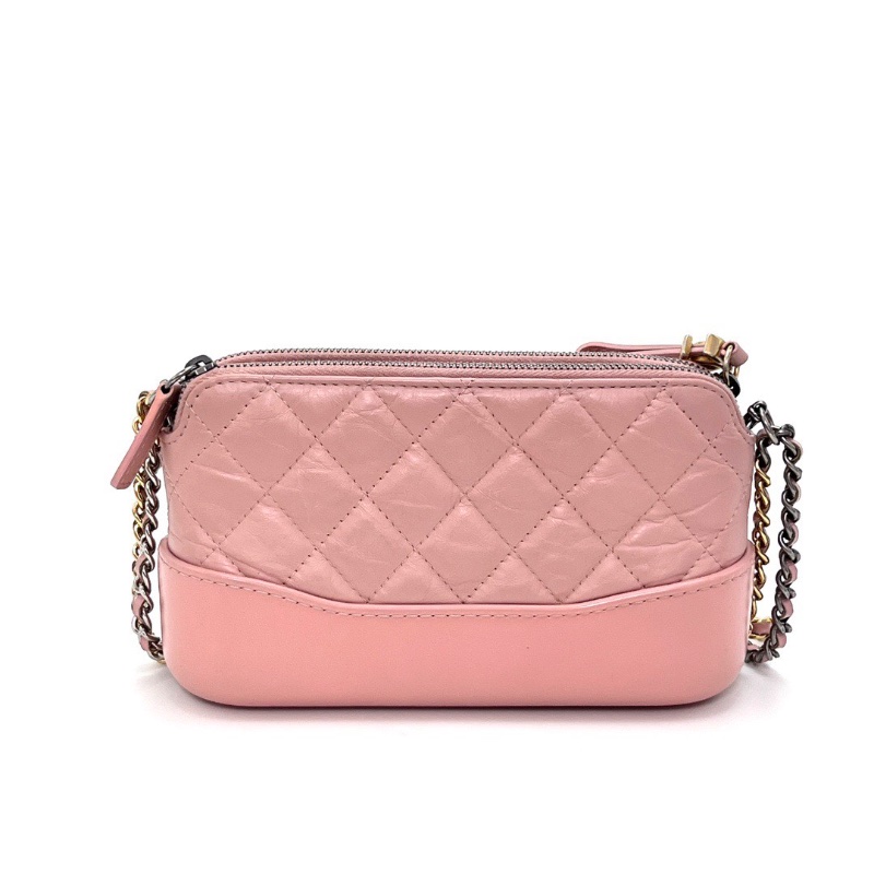 CHANEL 粉金流浪mini肩背斜背包18*11*5 98新配件塵袋-6