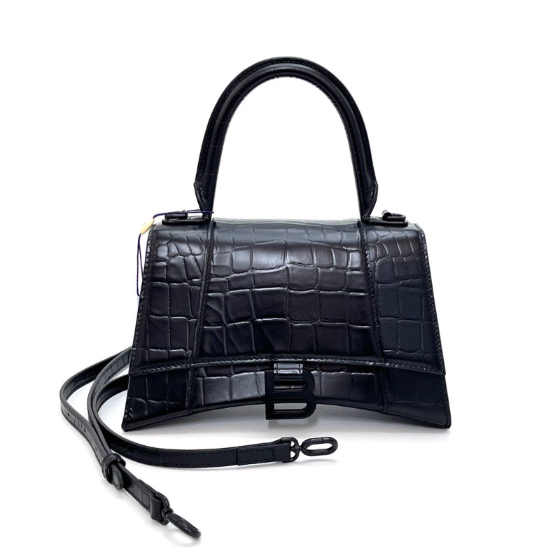 BALENGIAGA Soblack鱷魚壓紋小號手提斜背沙漏包23*15*10 98新配件塵袋-1
