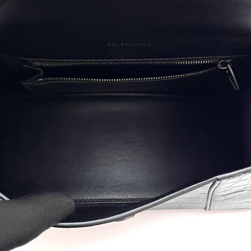 BALENGIAGA Soblack鱷魚壓紋小號手提斜背沙漏包23*15*10 98新配件塵袋-2