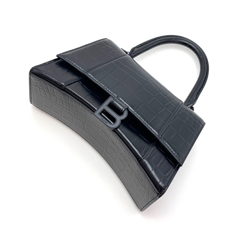 BALENGIAGA Soblack鱷魚壓紋小號手提斜背沙漏包23*15*10 98新配件塵袋-3