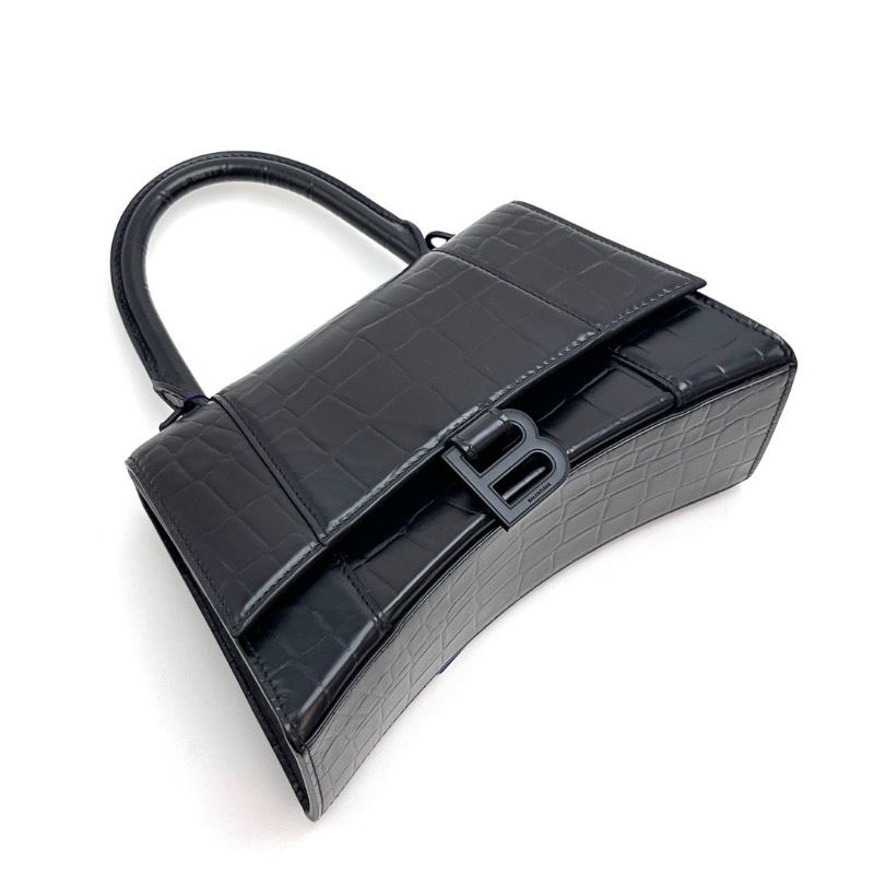 BALENGIAGA Soblack鱷魚壓紋小號手提斜背沙漏包23*15*10 98新配件塵袋-5