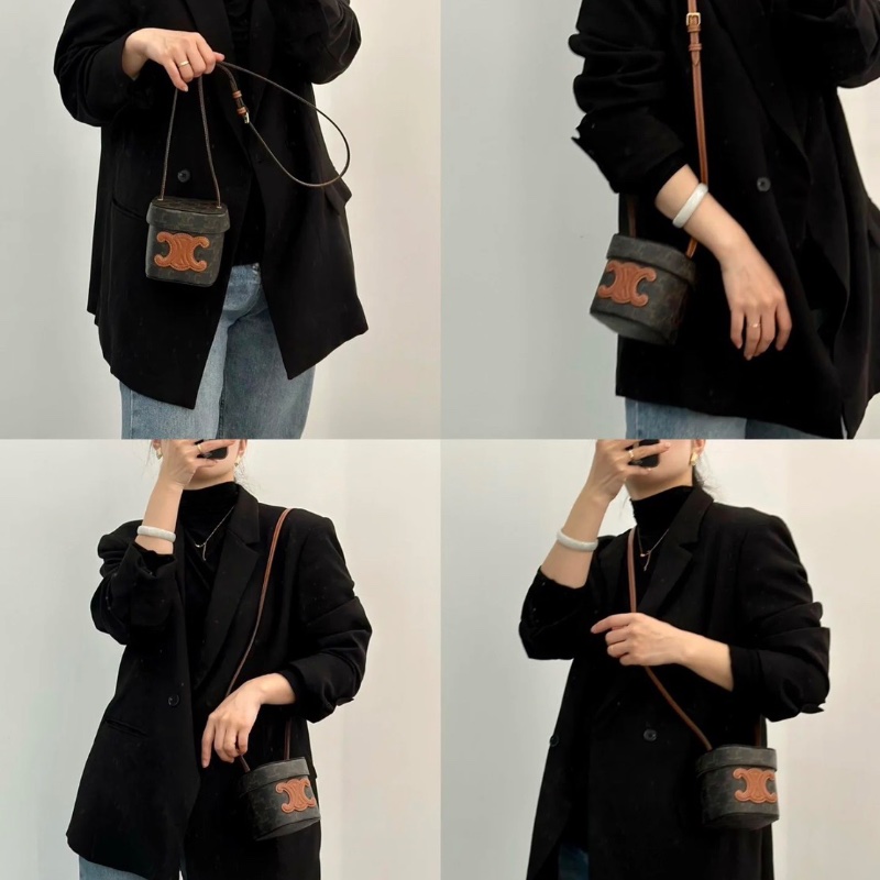 Celine Box Cuir Triomphe 焦糖凱旋門老花迷你盒子包  10*11 cm 98新配件塵袋-0