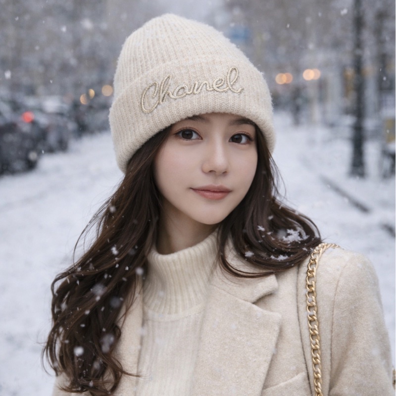 914intheair精品代購『二手超新閒置』Chanel 香奈兒毛帽 22A 爆款白色草寫亮片冷帽-0