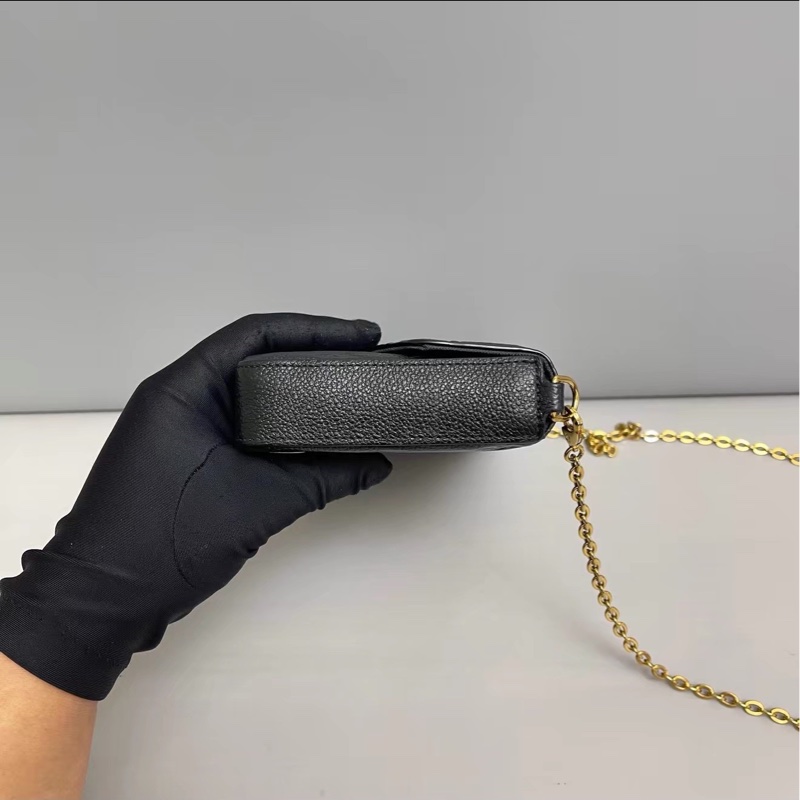 氣質百搭款🖤超低價😍LV路易威登黑色壓紋全皮三合一手提包鏈條包-5