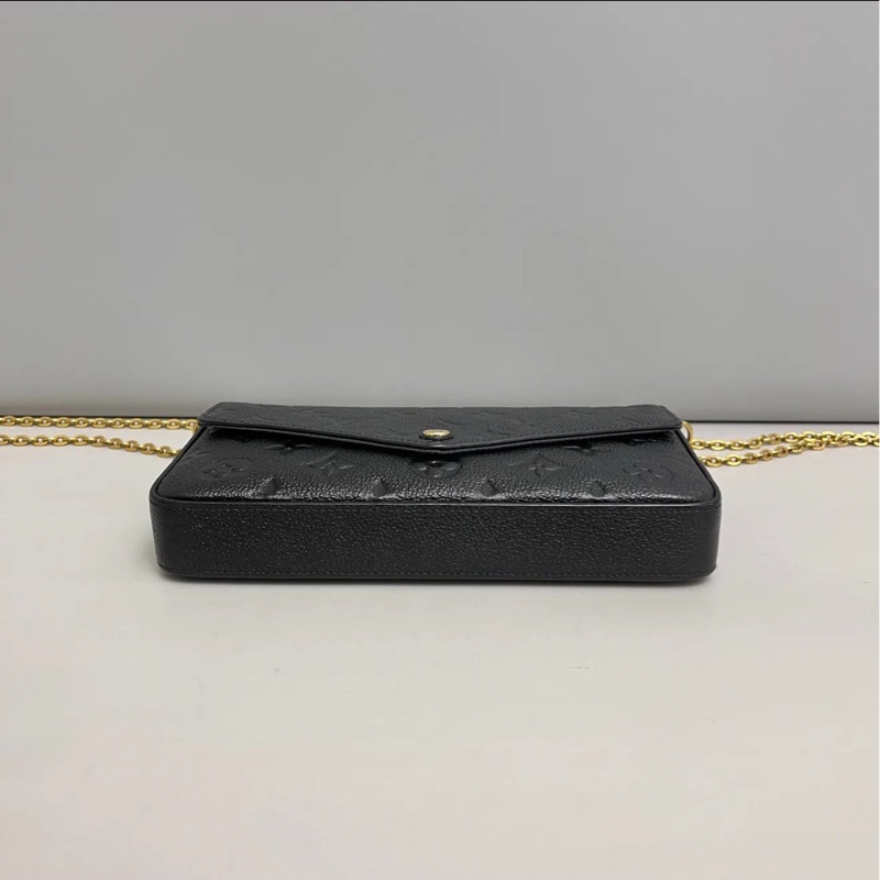 氣質百搭款🖤超低價😍LV路易威登黑色壓紋全皮三合一手提包鏈條包-7