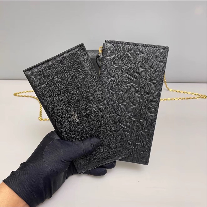 氣質百搭款🖤超低價😍LV路易威登黑色壓紋全皮三合一手提包鏈條包-8