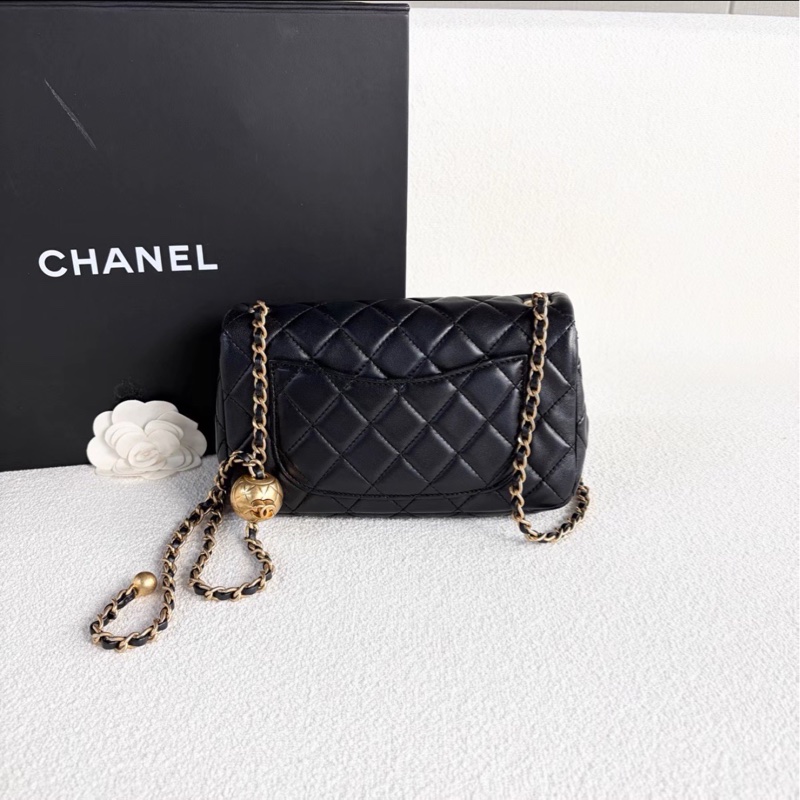 夢中情包💖熱門款🔥Chanel黑金羊皮金球cf大Mini手提包單肩斜挎包-12