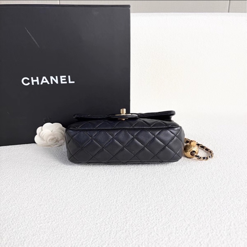 夢中情包💖熱門款🔥Chanel黑金羊皮金球cf大Mini手提包單肩斜挎包-14