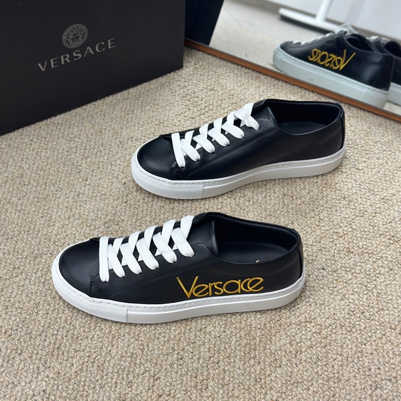 僅試穿VERSACE 範思哲 黑色全皮系帶休閒鞋 板鞋 DSR611D DNA5PR 尺碼 37.5-1