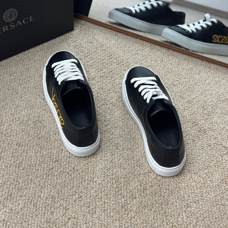 僅試穿VERSACE 範思哲 黑色全皮系帶休閒鞋 板鞋 DSR611D DNA5PR 尺碼 37.5-3