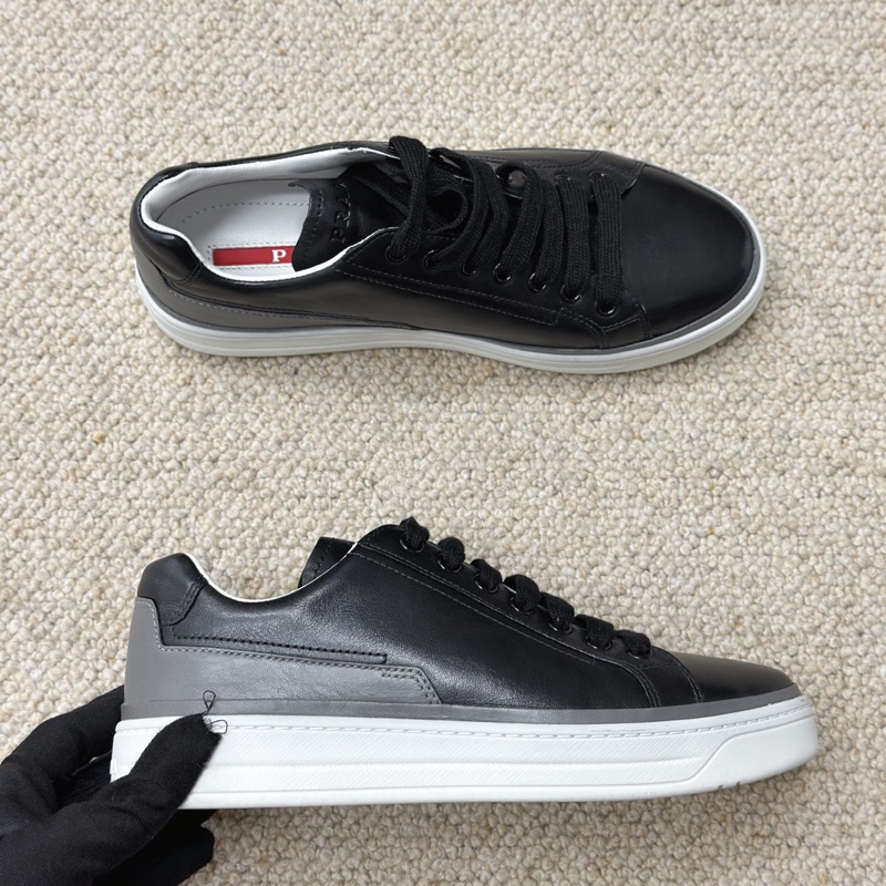 閒置新PRADA 普拉達 黑色全皮系帶休閒鞋 板鞋 品牌英文標識   尺碼35*1-4