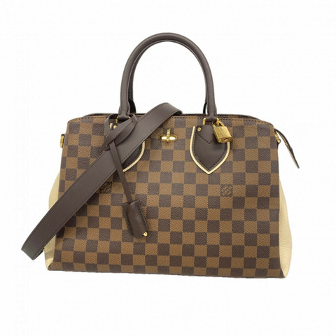 路易威登 Damier Normandy 女士手提包 N44028 Ebene Creme 兩用包