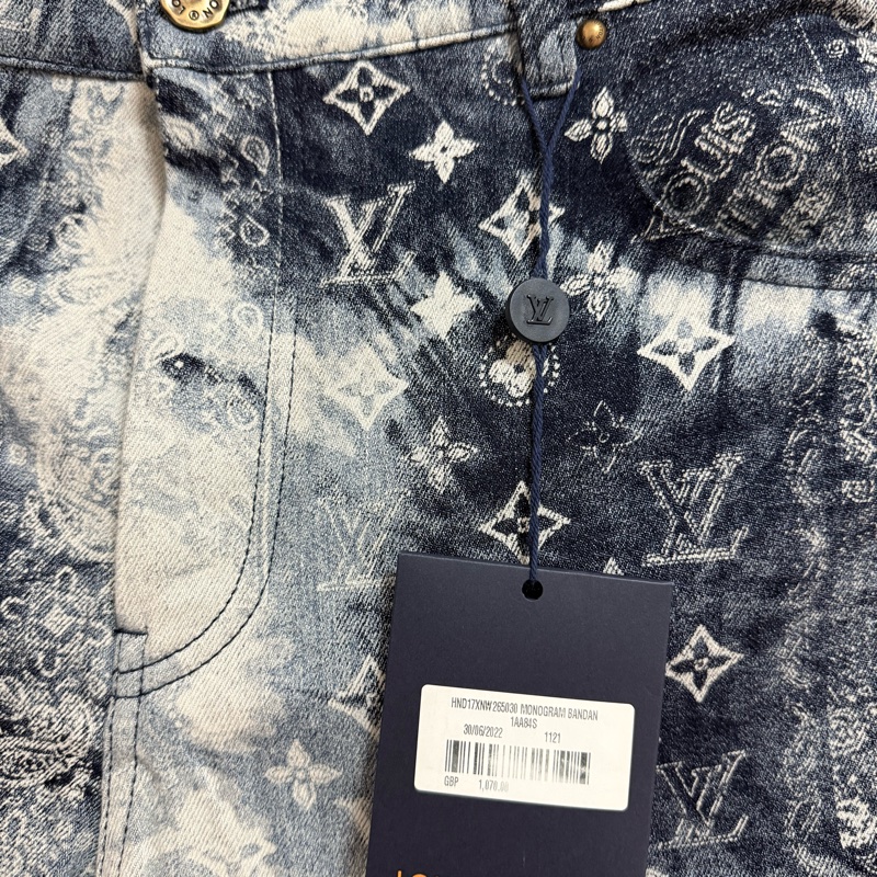 Louis Vuitton LV monogram bandana denim shorts 30 牛仔 短褲-2