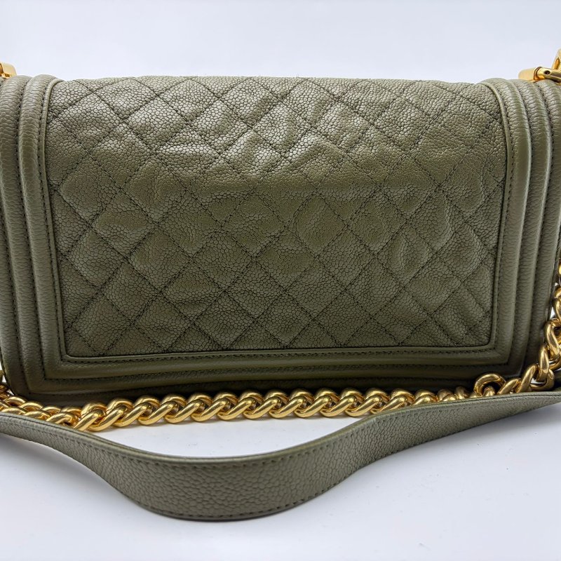 香奈兒 Le Boy Old Medium 菱格紋鍊條包-9