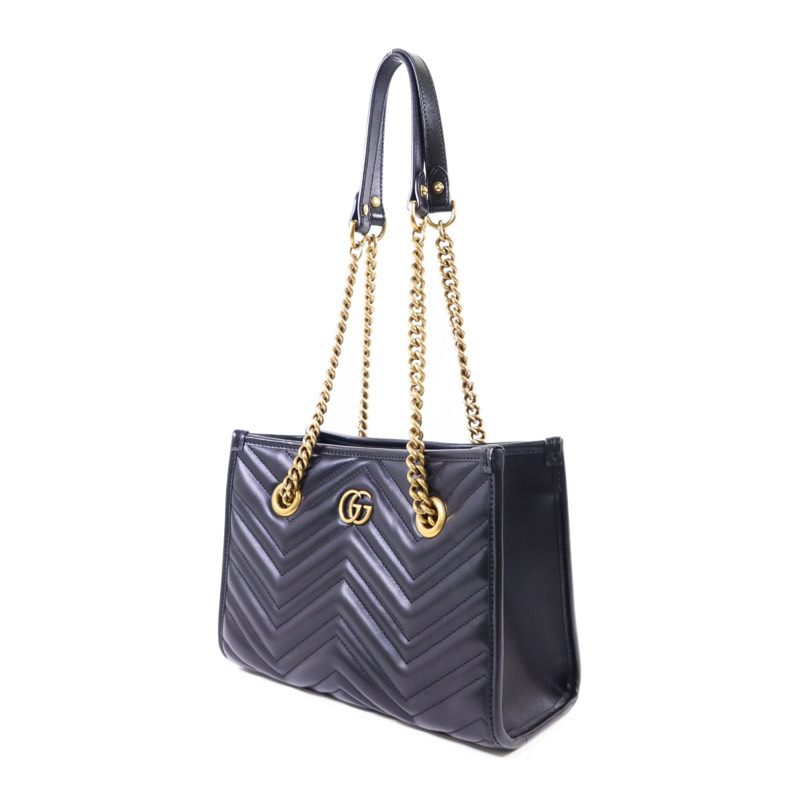 GUCCI 牛皮皮革GG Marmont Small Totel金扣鏈帶肩背袋-2