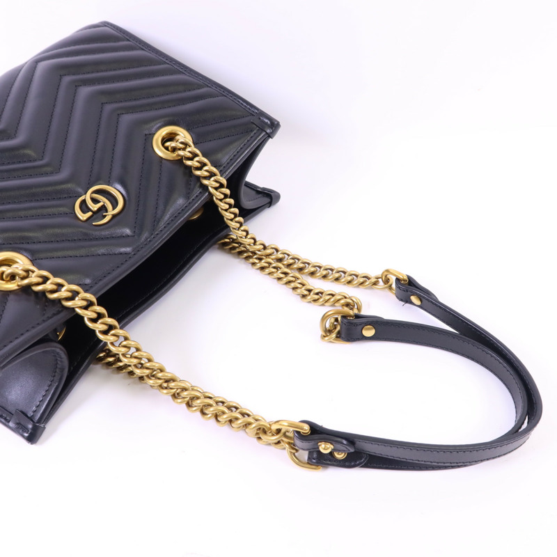 GUCCI 牛皮皮革GG Marmont Small Totel金扣鏈帶肩背袋-4