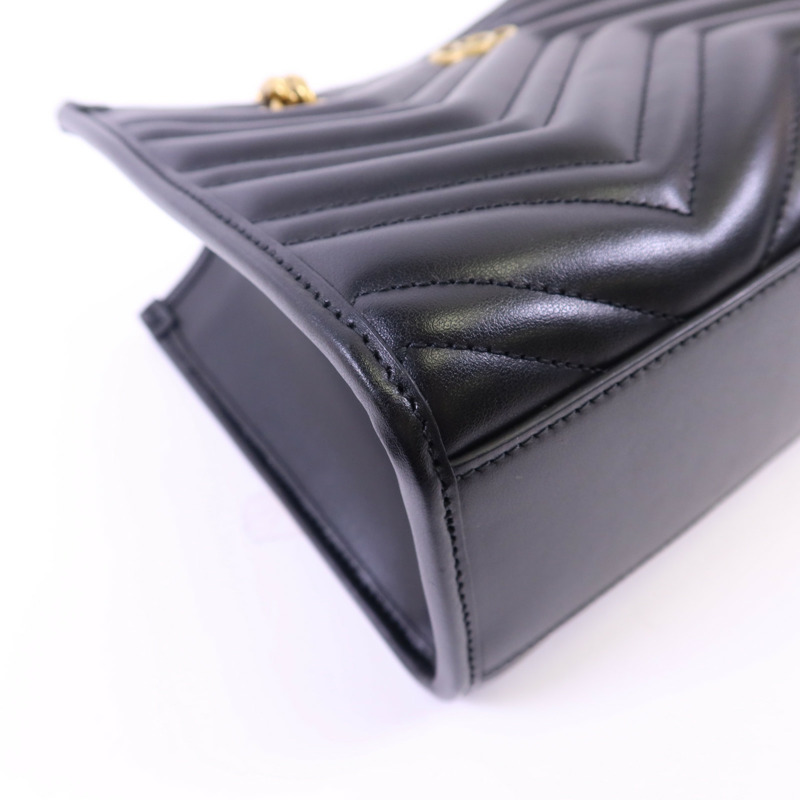 GUCCI 牛皮皮革GG Marmont Small Totel金扣鏈帶肩背袋-12