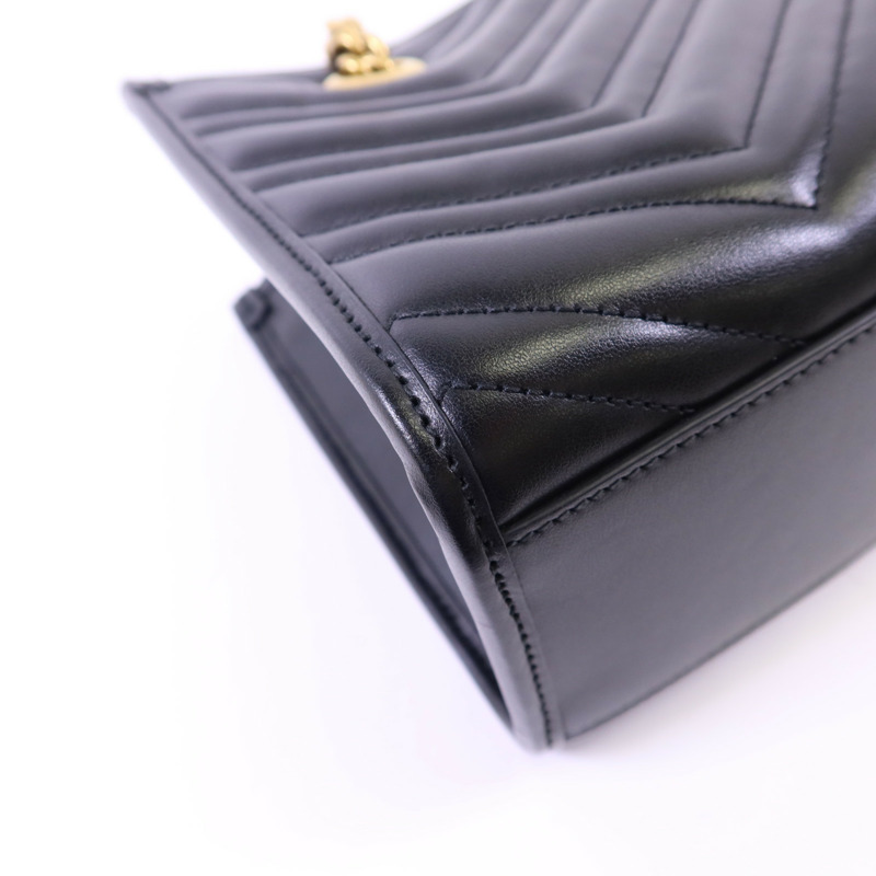 GUCCI 牛皮皮革GG Marmont Small Totel金扣鏈帶肩背袋-14